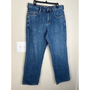 Indigo Palms Classic Fit Medium Wash Straight Leg Cotton Jeans 35x30 Blue